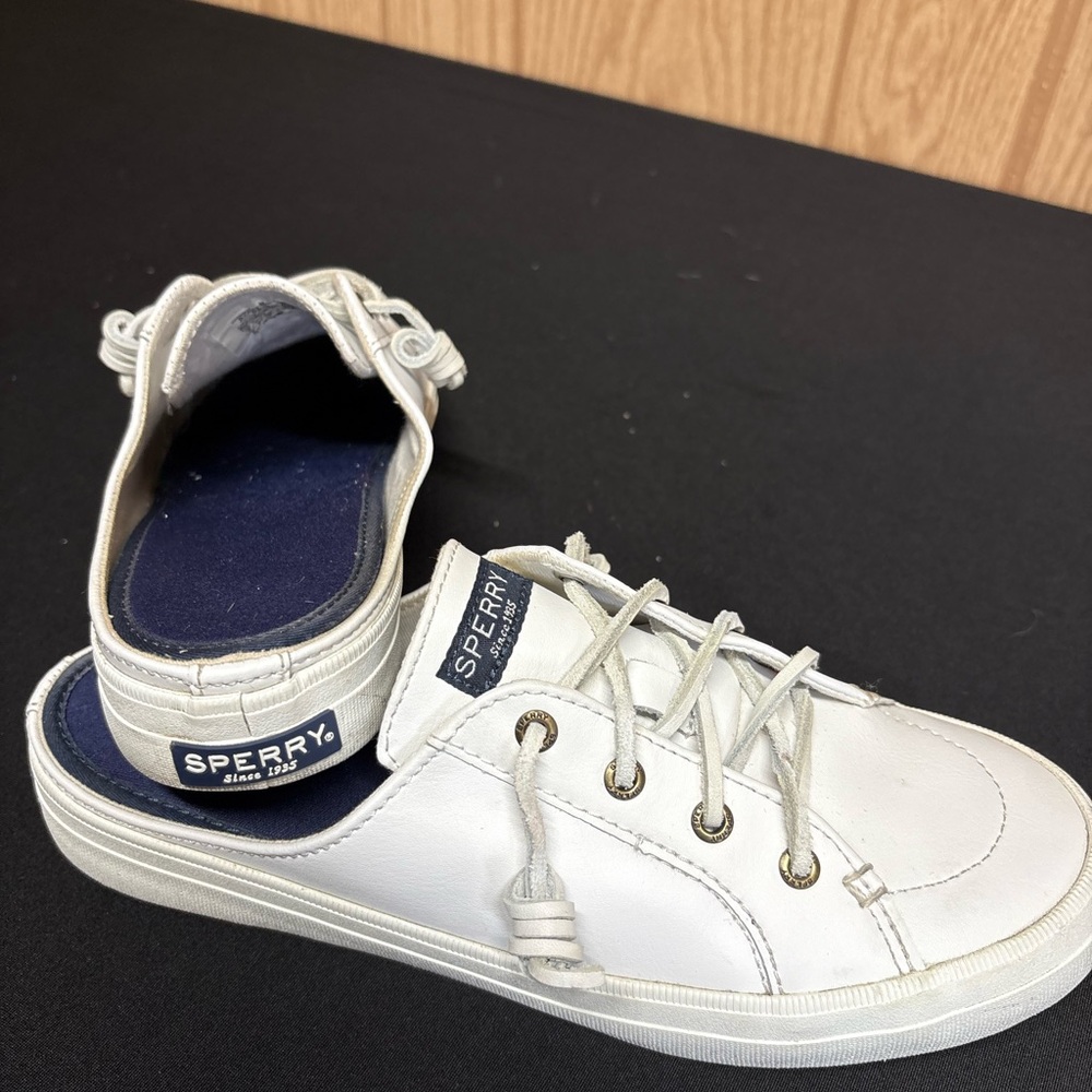Sperry White Sneakers with Canvas Upper and Rubber Toe Cap